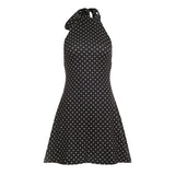 Polka Dot Halter Backless Mini Dress