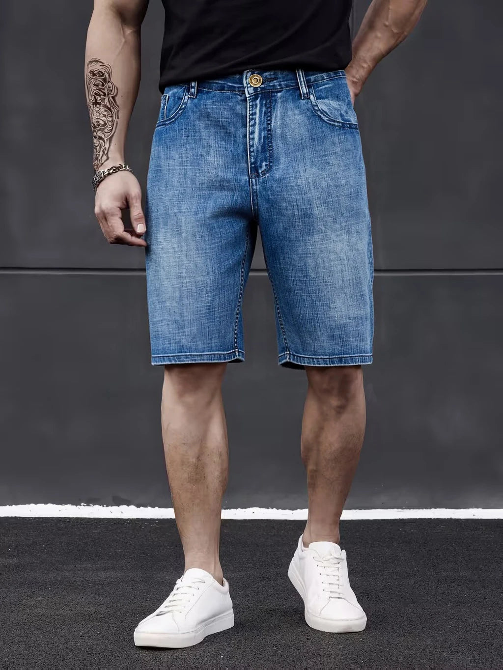 Men's Slim Fit Stretch Denim Shorts — Casual Summer Jean Shorts