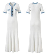Chic Contrast Knit Maxi Dress