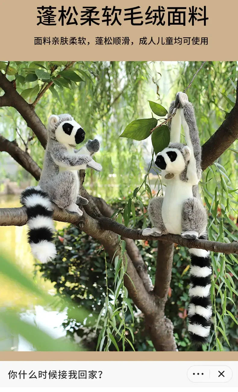 28cm Wild Lemur Plush Toy – Lifelike Stuffed Animal