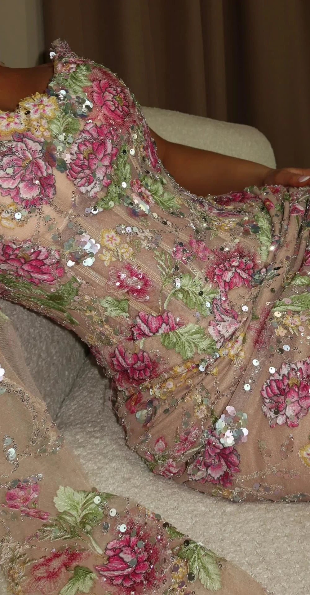 Sansa Strapless Mermaid Evening Gown | Lace & Sequin