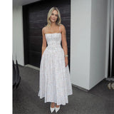 Floral Print Spaghetti Strap Midi Sundress - Elegant Boho Chic Summer Beach Dress