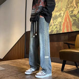Men's Retro High-Waist Loose Straight Denim Jeans