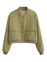 Willshela Women's Solid Bomber Jacket with Pockets