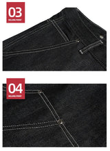 MIJKO Black Original Cow Jeans Wood Trousers Bright Line Design Comfortable Fit Workwear Casual Pants ZJ118