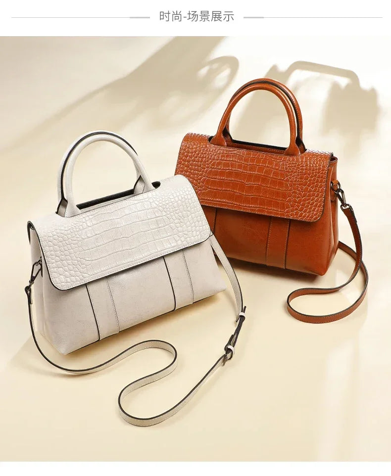 Women's Cow Real Leather Crossbody Bag Female Cowhide Designer Luxury Shoulder Bags Ladies Casual Retro Large Capacity Handbag