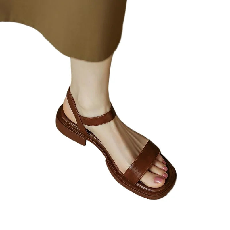 Women's Low-Heel Buckle Strap Sandals