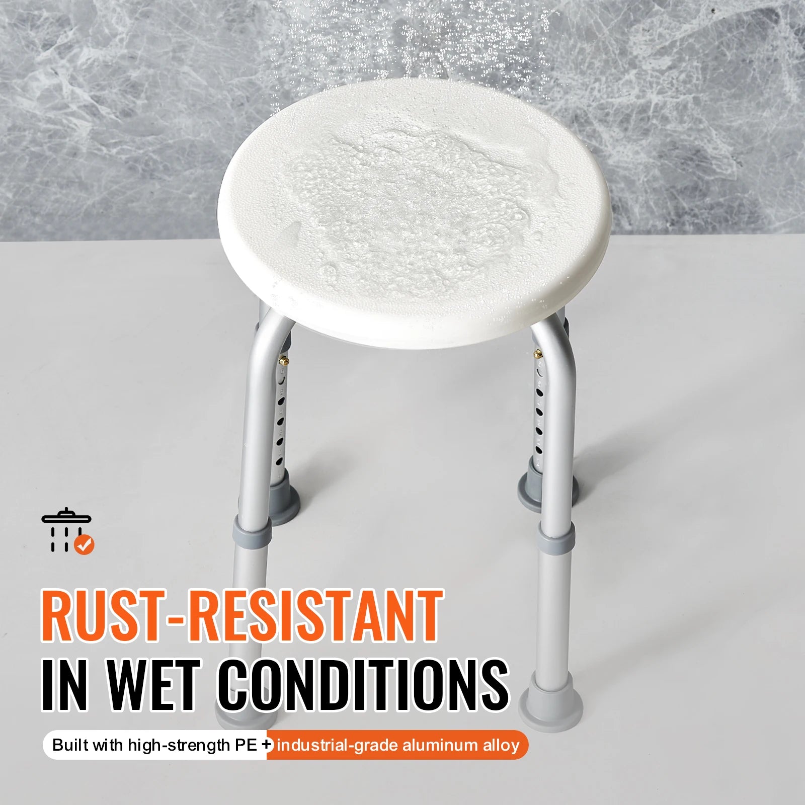 SucceBuy Shower Chair for Inside Shower Adjustable Height Shower Stool Non-Slip Bench Bathtub Seat  for Elderly Disabled Adults