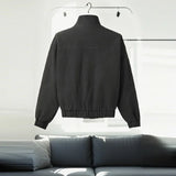 2026 Single Breasted Buckle Zipper Design Versatile Jacket Lady Trendy Elegant Tops Spring Loose Casual Stand Collar Street Coat