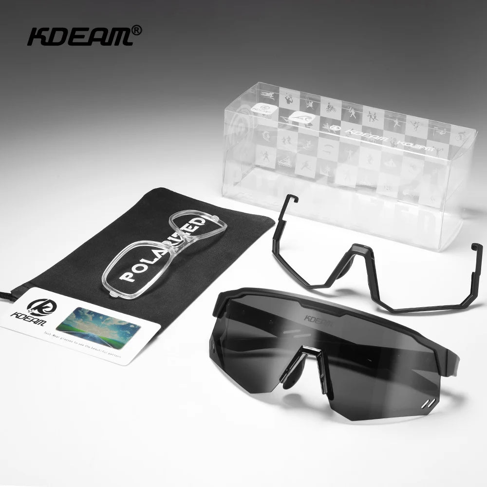 KDEAM High-End Sports Sunglasses Polarized Men's Cycling Glasses Dismountable TR90 Frame And Nose Pads Easy To Exchange