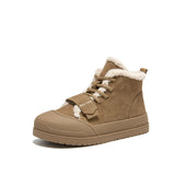 BeauToday Furry Flats Women | Cow Suede Warm Shoes