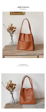 2025 New Women Bag Female Luxury Fashion Shoulder Bags Lady Soft 100% Cowhide Genuine Leather Niche Design Tote Bucket Handbag