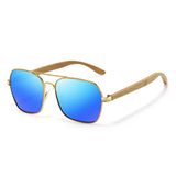 GM Fashion Retro Metallic Square Sunglasses for Women and Men Luxury Designer Brands Popular Driving Bamboo and Wood Sunglasses