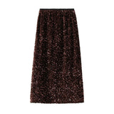 High Waisted Sequin Maxi Skirt Women Elegant Shiny Straight Skirts With Slit Summer Spring Black Long Sequin Skirt For Women