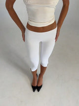 Women's Y2K Low-Rise Capri Leggings | Fold-Over Waistband