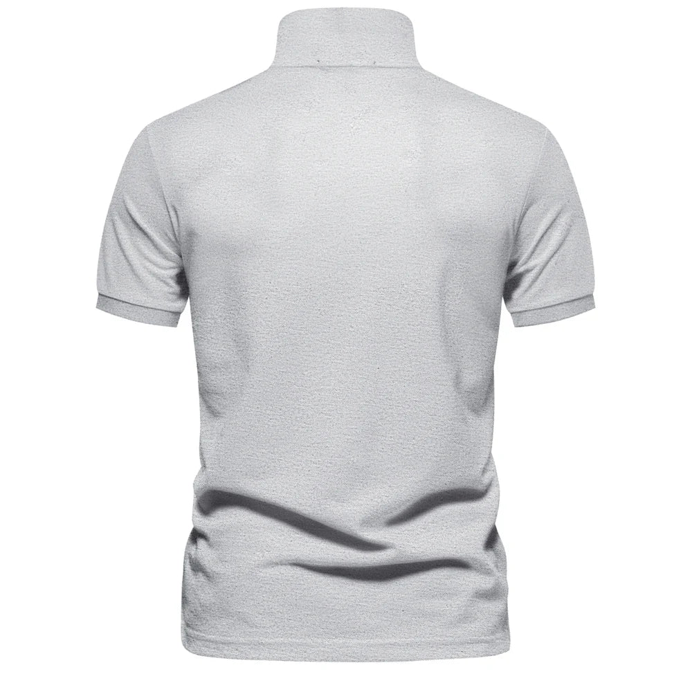 Men's Cotton Polo Shirt – Solid Colors, Relaxed Fit