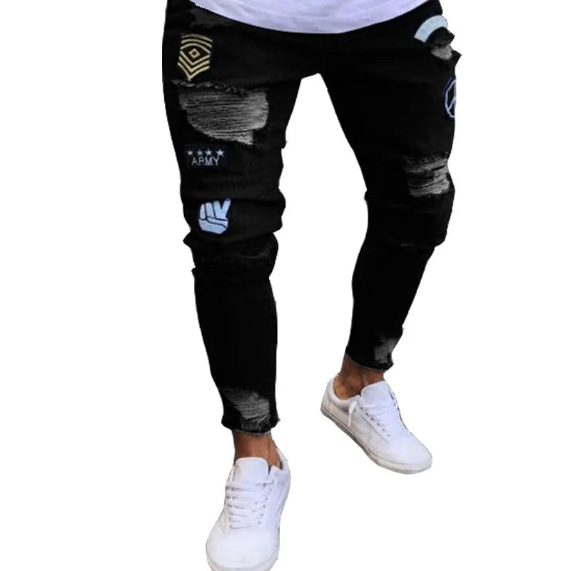Men’s Ripped Stretch Denim Jeans
