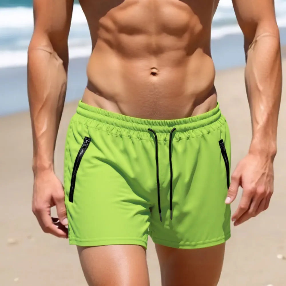 Men's Quick-Dry Athletic Gym Shorts with Zipper Pockets