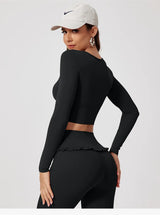 Premium Women’s 2-Piece Yoga & Gym Set – Long Sleeve Quick-Dry Sportswear