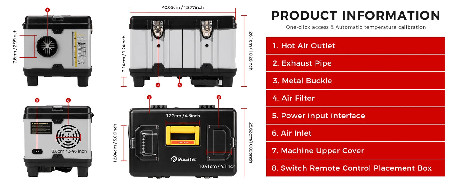 Sunster TB10 8KW Diesel Air Heater | Bluetooth LCD