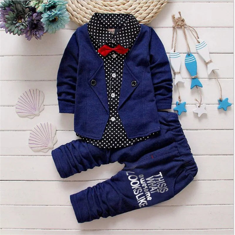 Toddler Boys' 3-Piece Polka Dot Suit Set with Bow Tie