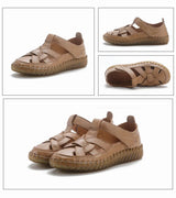 Newest gladiator summer sandals women's big size 43 woman real leather sandals ladies patchwork strap Non-slip flats