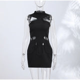 Women Elegant Maxi Dress Keyhole Neckline Braided Trim Sleeveless Backless High Slit Hem Solid Dresses 2026 Summer Fashion Gown