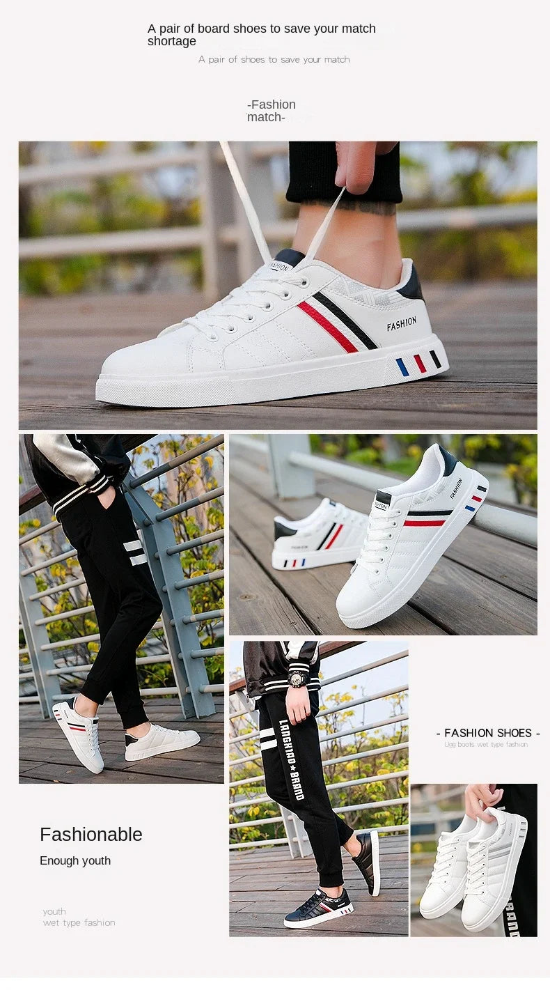 2026 Mens Casual Sneakers New Fashion Lace-up White Shoes Student Comfort Sports Plus Size Vulcanized Shoes Zapatillas De Hombre
