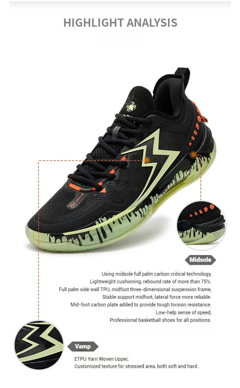 361 Degrees BIG3 5.0 Quick PRO Men's Basketball Shoes New Profssional Rebound Wear-resistant Non-Slip Male Sneakers 672441119