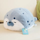 High Quality Cartoon Earphone Seal Sea Otter Plush Toy Ball Round Cushion Throw Pillow for Kids Birthday Gift School Nap Sleep