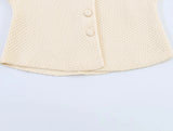 Summer minimalist style V-neck slim fit structured knit short sleeved knitted jacket with suspender short top and half skirt