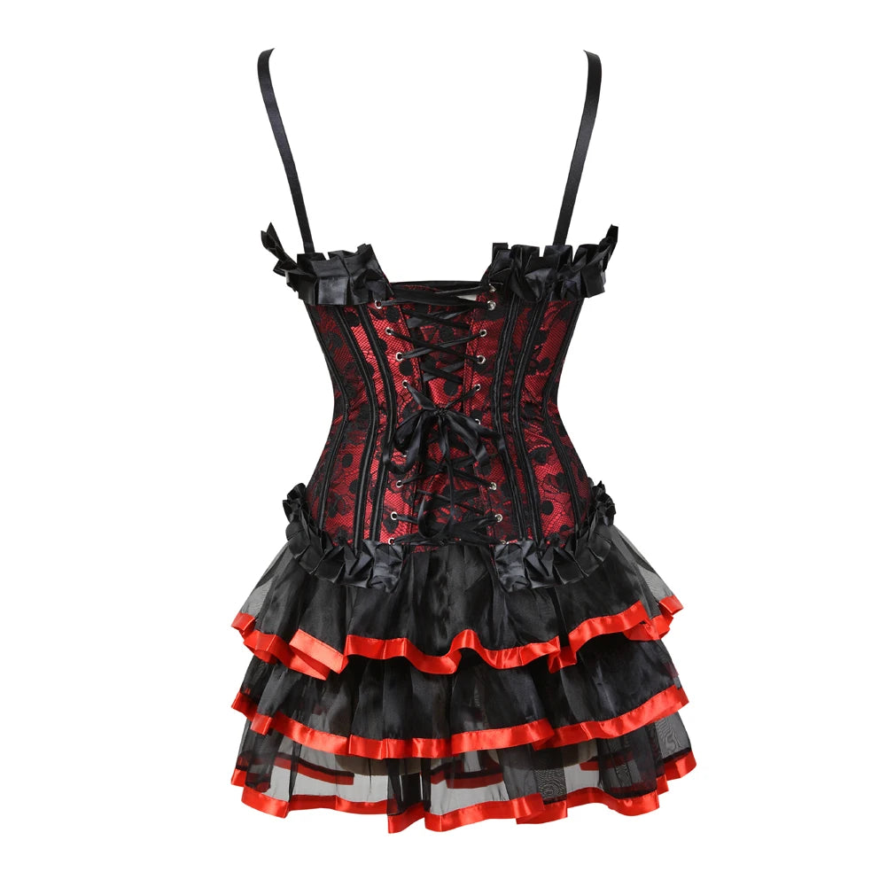 Women's Corset Dress with Straps & Lace | Plus Size Bustier Set