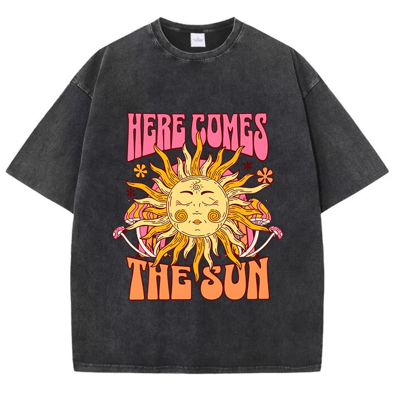 Women's Oversized Washed Cotton Graphic T-Shirt