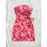 Floral Print Ruched Tube Mini Dress
