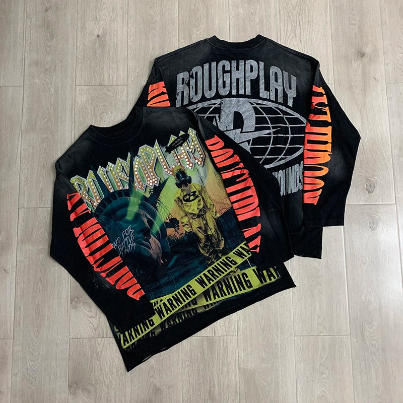 Retro Goddess Print Long Sleeve Tee – Men's Relaxed Fit