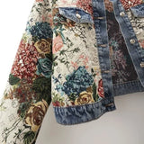 Retro Jacquard Denim Jacket | USA-Made Women's Cropped Spring Coat
