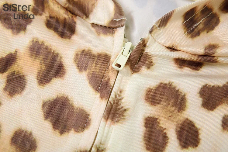 Sisterlinda Summer Release Junior Ankle-Length High Street Milk Fiber Pant Suit K24S50103 Girl Leopard Color Flare Pant Suit