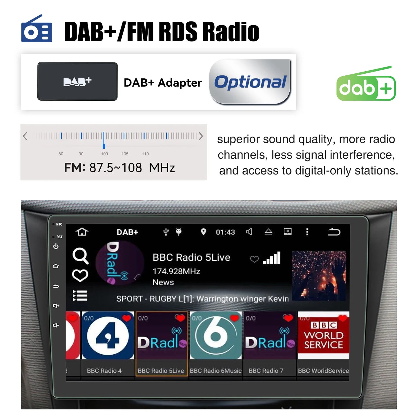 ESSGOO 7"/9"/10" Double Din Car Stereo | Android 14 | CarPlay & Auto