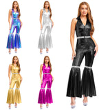 Women's 70s Disco Sequin Jumpsuit – Retro Bell-Bottom