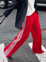 Women's Striped Drawstring Straight-Leg Pants