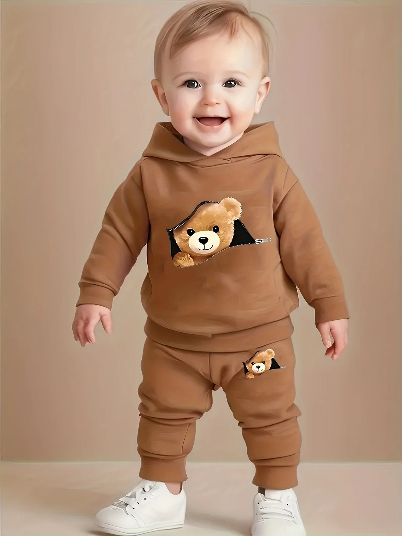 Newborn Bear Print Fleece Set