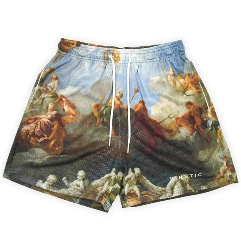 Rose Embroidered Hip Hop Shorts