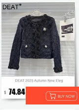 DEAT 2025 Autumn New Fashion Metal Buckle Design Shoulder Strap Denim Short Jacket For Women High Street Coat Female 11A06995