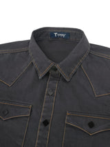 Men's Denim Shirt for Spring and Autumn, Vintage Topstitch Work Shirt, Handwashed Distressed Long Sleeve Shirt, Western Cowboy S