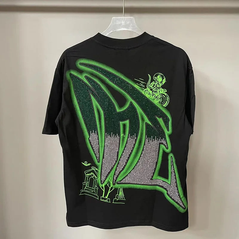 MIXED EMOTION Oversized Cotton Rhinestone T-Shirt