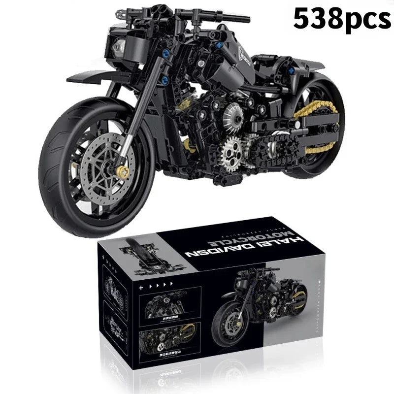 Technical MOC Construction Bricks Motorcycle Model Creative Building Kit Assembly Toys Educational Gift for Children Boys Girls