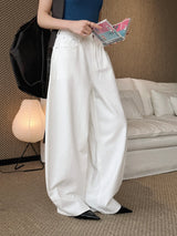 Spring/Summer New American Retro Fashionable High Waist Washed Used Cat Beard Jeans Loose Wide Leg Pants Women