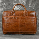 Men Briefcase Genuine Leather Laptop Bag 14 15.6" PC Doctor Lawyer Computer Bag Cowhide Male Briefcase Leather Men Business Bag