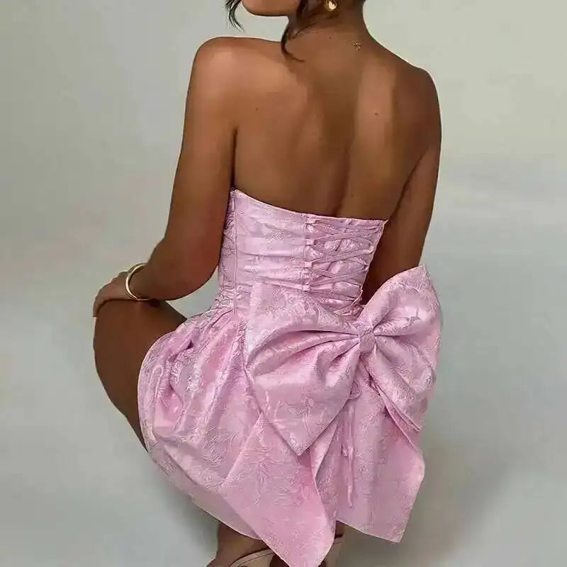 Townlike Women's Elegant Jacquard Backless Mini Dress - USA Made Chic