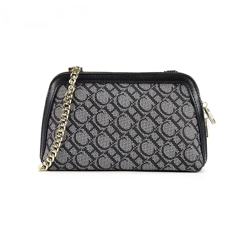 Letter Printed Suede-Style Luxury Chain Shoulder Bag